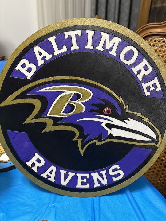Baltimore Ravens themed wood burning